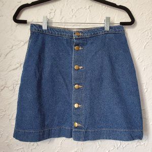 American Apparel Denim Button Front A-Line Skirt